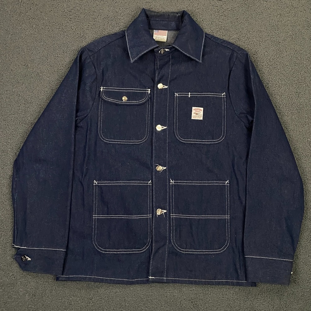 Vintage Pointer Brand Denim Chore Coat Mens Small Blue Barn Jacket Made USA